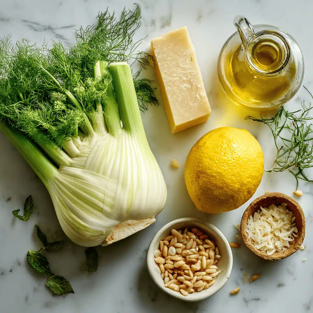 Recette Salade de Fenouil Délicieuse: Fraîcheur Garantie 4 Ingrédients pour la recette fenouil en salade : fenouil, citron, parmesan, et pignons de pin