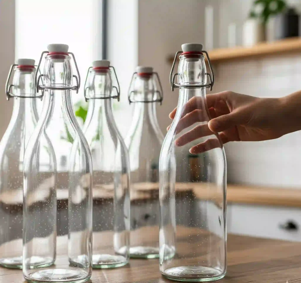 Deuxième fermentation kombucha : le guide ultime pour un kombucha pétillant et savoureux 2 Bouteilles en verre épais à bouchon mécanique, idéales pour la deuxième fermentation de kombucha.