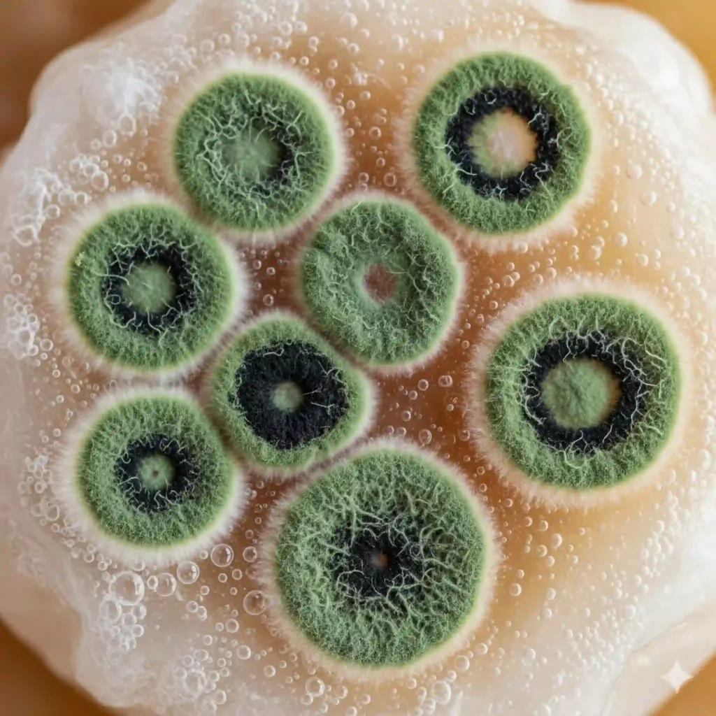 SCOBY Kombucha : le guide complet pour en prendre soin 4 Signes de moisissure sur un SCOBY de kombucha, avec des taches vertes et noires.