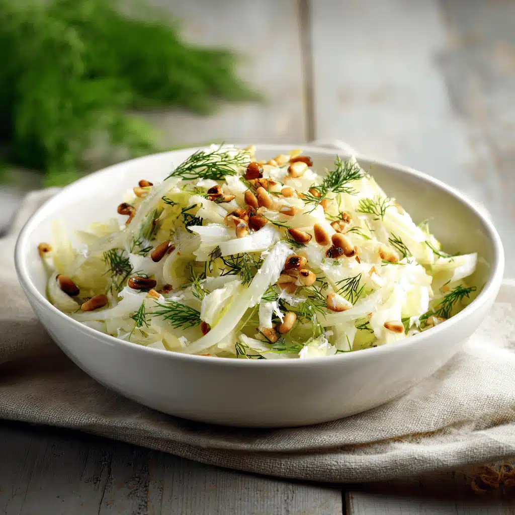 Recette Salade de Fenouil Délicieuse: Fraîcheur Garantie 3 Recette fenouil en salade fraîche et croquante servie dans un bol blanc sur une table en bois.