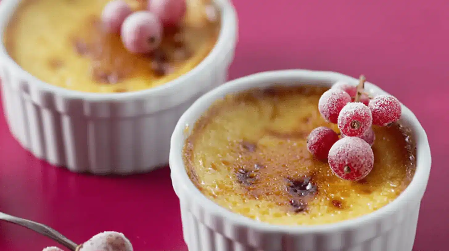 Recette Flan aux Oeufs : Le Dessert Classique Inratable 2 recette flan aux oeufs: flan individuel et gourmand, avec sa croûte de sucre caramélisée et ses groseilles, une illustration parfaite pour notre recette.