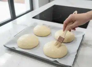 Beignets au Four Ultra Moelleux : La Recette Facile (Sans Friture) 7 Badigeonner délicatement les disques de pâte à beignets avec du lait à l'aide d'un pinceau avant de les enfourner.